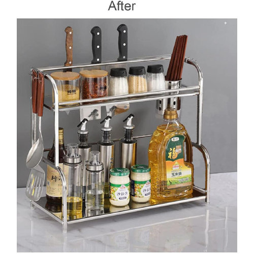 Prep & Savour Spice Rack For Countertop, Spice Rack Organizer Stainless ...